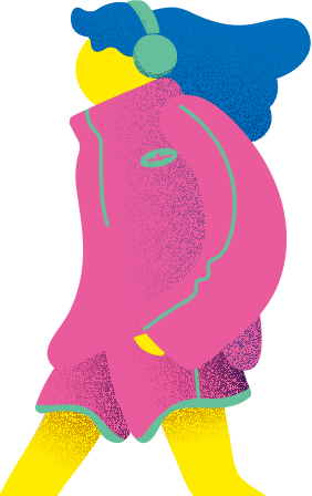 ヘッドホンを付けた女性のイラスト