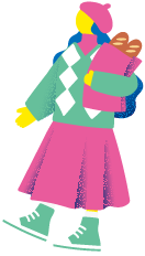 パンを持っている女性のイラスト