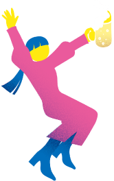 ビールを持った女性のイラスト