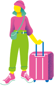 キャリーケースを持っている女性のイラスト