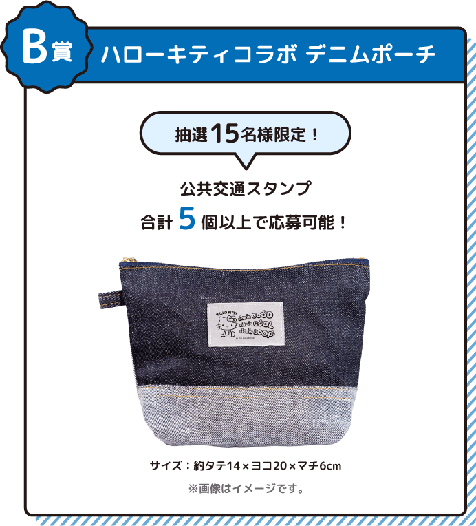 B賞 ハローキティコラボ デニムポーチ